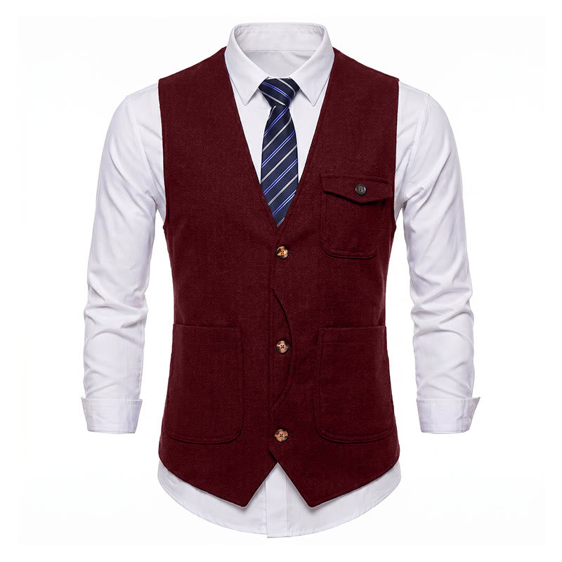 Men's American Vintage Herringbone Wrinkle Resistant Suit Vest - image 24