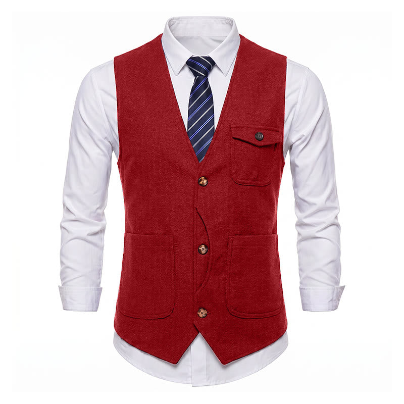 Men's American Vintage Herringbone Wrinkle Resistant Suit Vest - image 28