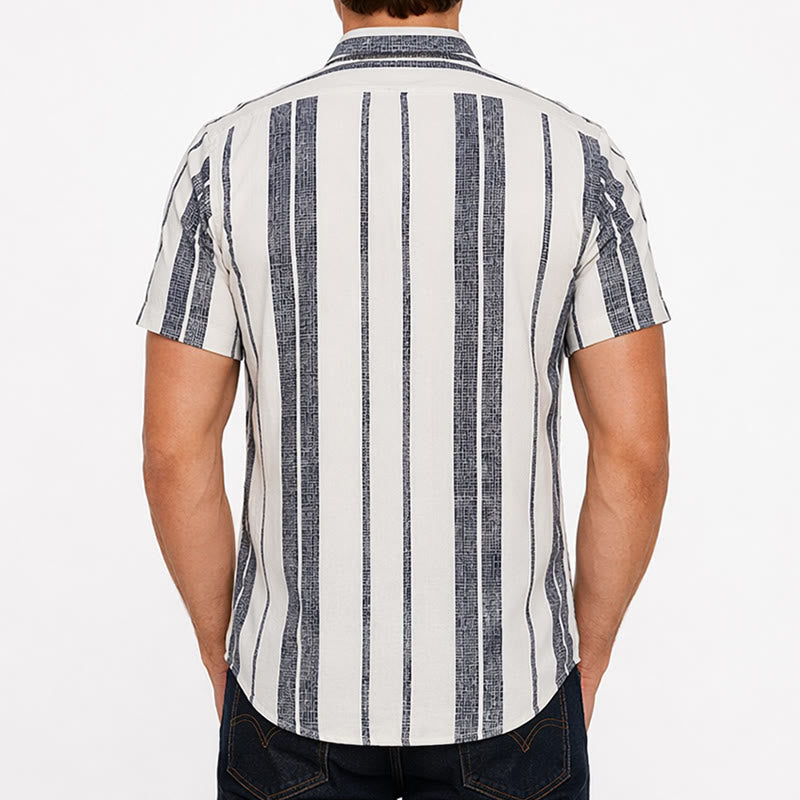 Tropical Resort Beach Summer Casual Striped Linen Shirt - image 2