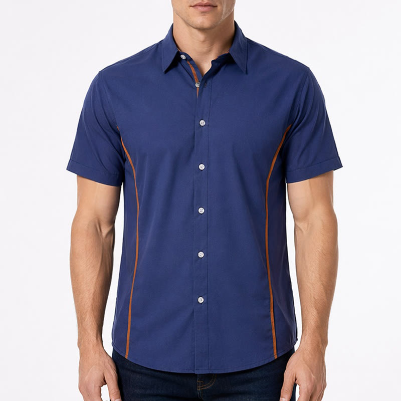 Men's Trendy Two-Tone Contrast Trim Cotton Shirt - image 1