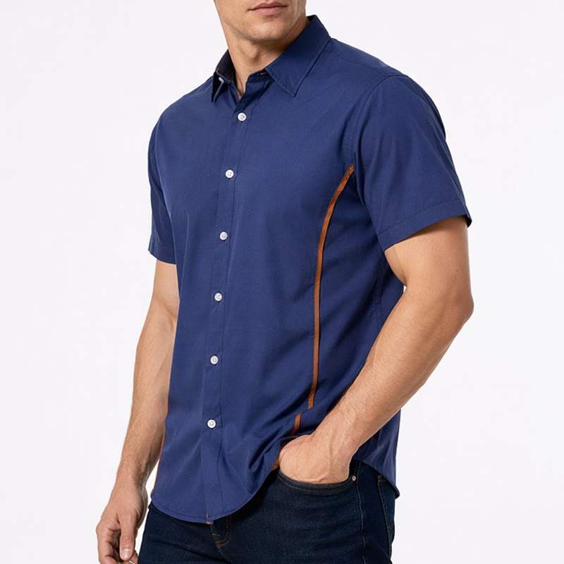 Men's Trendy Two-Tone Contrast Trim Cotton Shirt - image 3