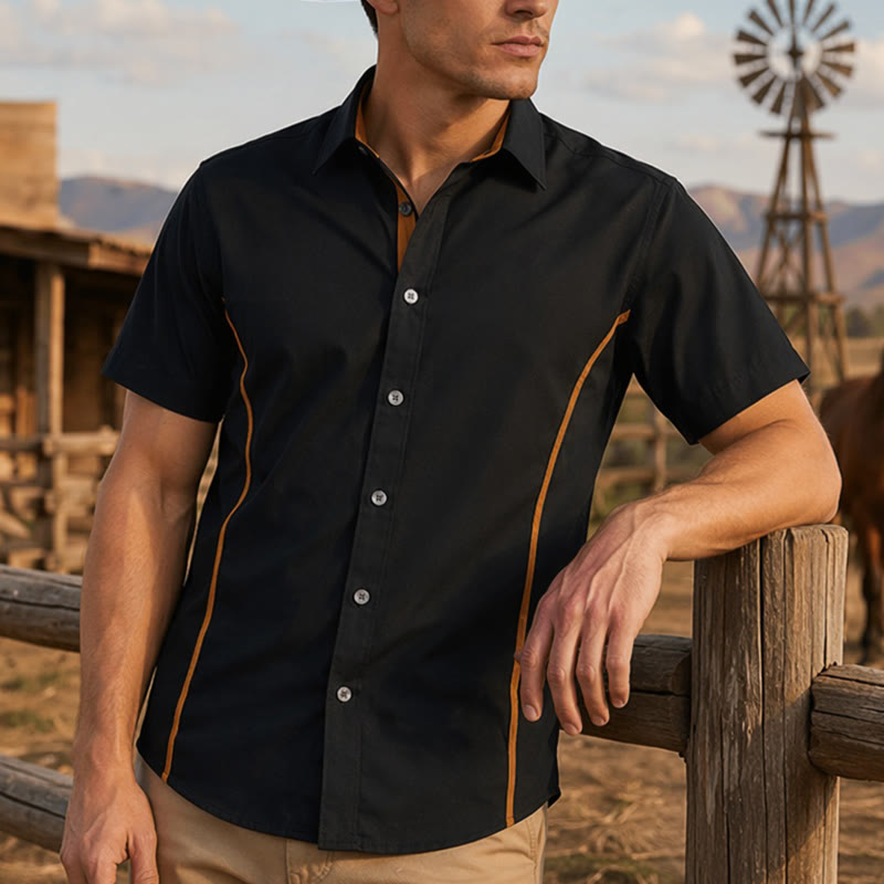 Men's Trendy Two-Tone Contrast Trim Cotton Shirt - image 6