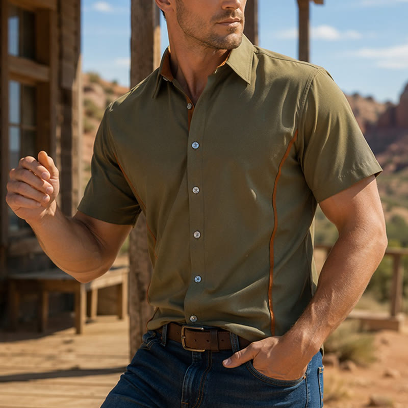 Men's Trendy Two-Tone Contrast Trim Cotton Shirt - image 4