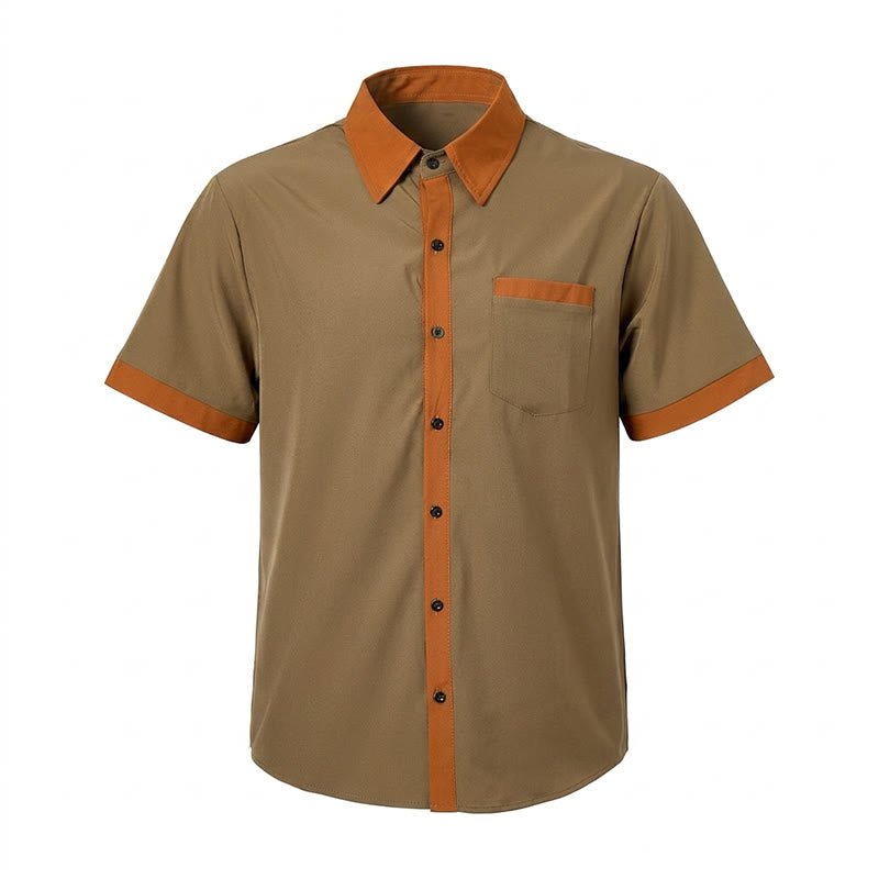 Men's Summer Bodybuilder Style Contrast Orange Trim Shirt - image 5
