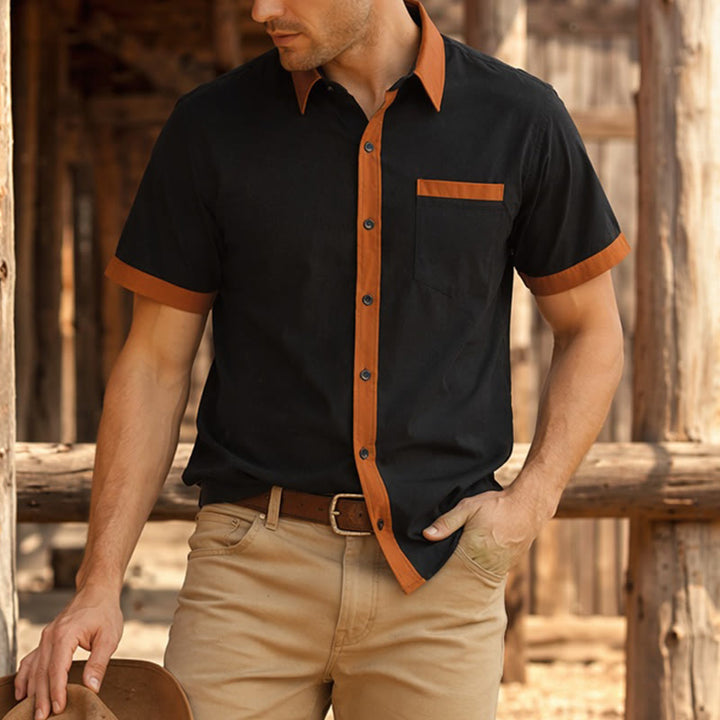 Men's Summer Bodybuilder Style Contrast Orange Trim Shirt - Black - 2XL - image 10