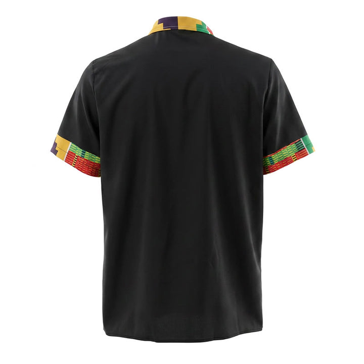 Men's Ethnic Print Patchwork Festival Statement Shirt - image 8