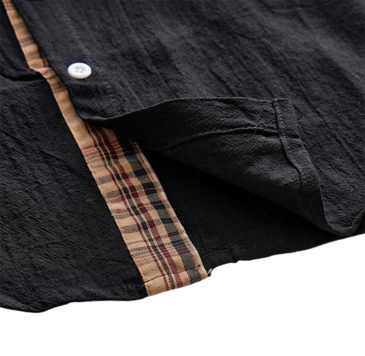 Men's Vintage Style Plaid Patchwork Cotton Shirt - image 12
