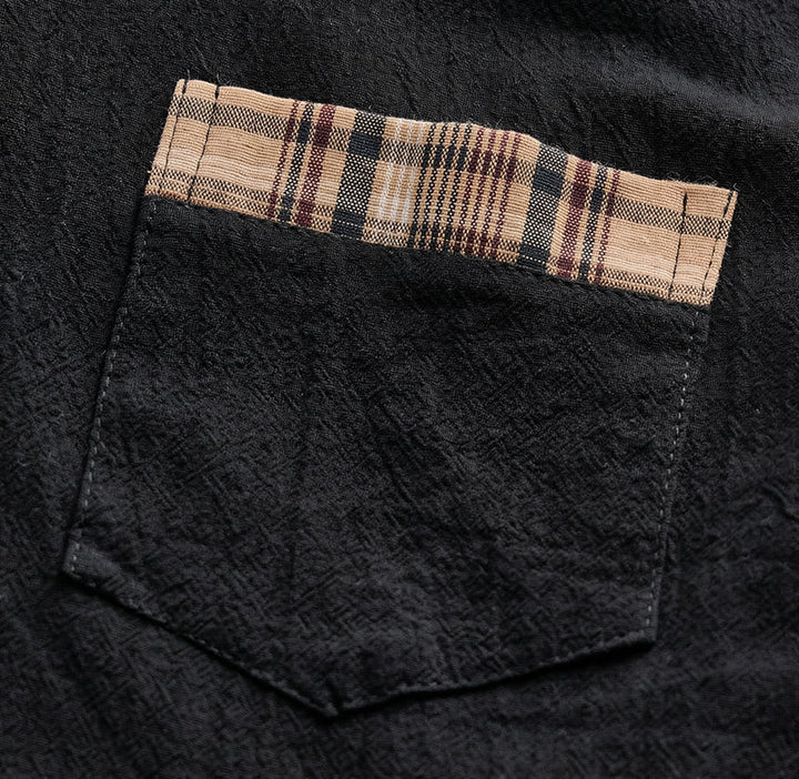 Men's Vintage Style Plaid Patchwork Cotton Shirt - image 11