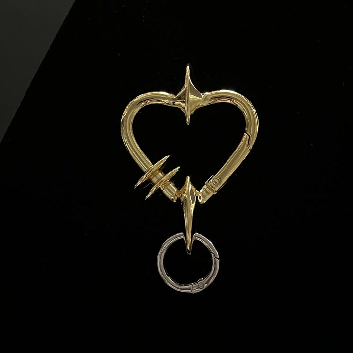 Gothic Abstract Form Metal Camping Keychain Collection - Gold Heart - image 9