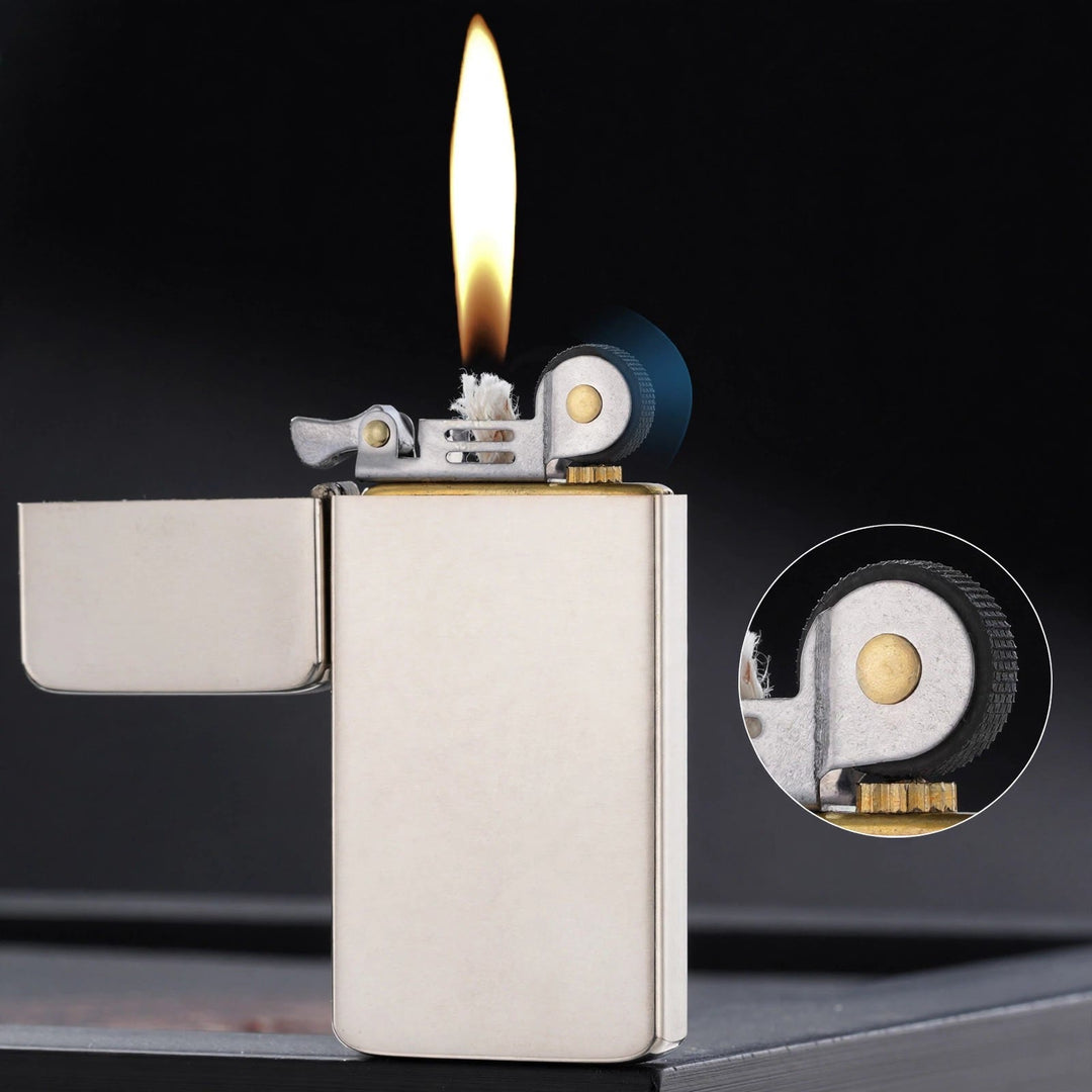 Minimalist Ultra-Slim Classic Flip Kerosene Lighter - Silver - image 0