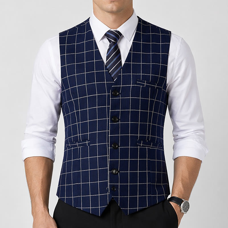 Men's Classic Grid Formal Business Casual Suit Vest - image 1