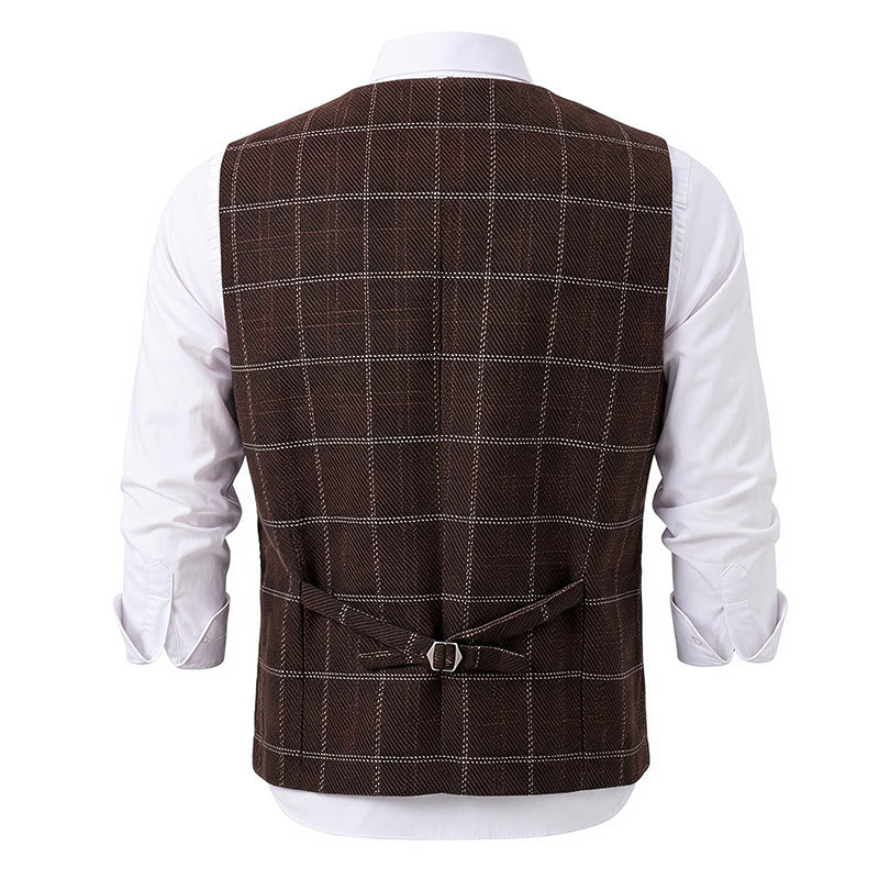 Men's Notch Lapel Plaid Party Daily Suit Vest - image 14