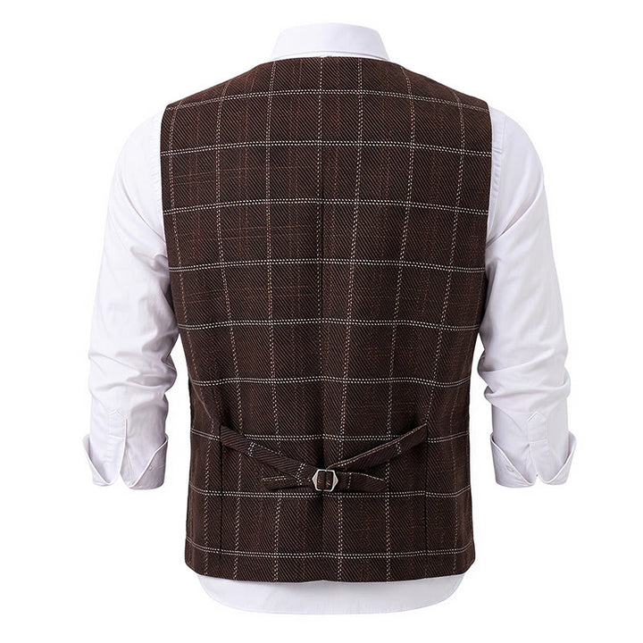 Men's Notch Lapel Plaid Party Daily Suit Vest - image 14