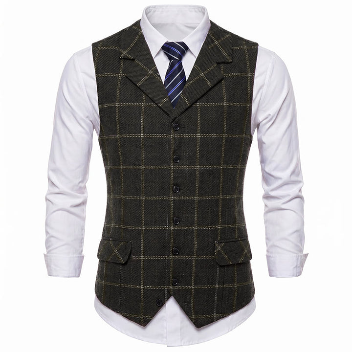 Men's Notch Lapel Plaid Party Daily Suit Vest - image 15