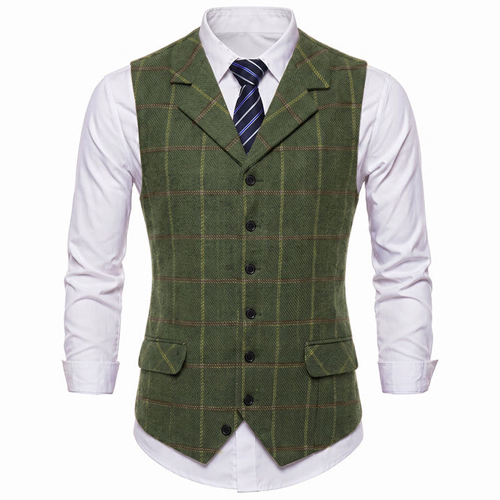 Men's Notch Lapel Plaid Party Daily Suit Vest - image 16