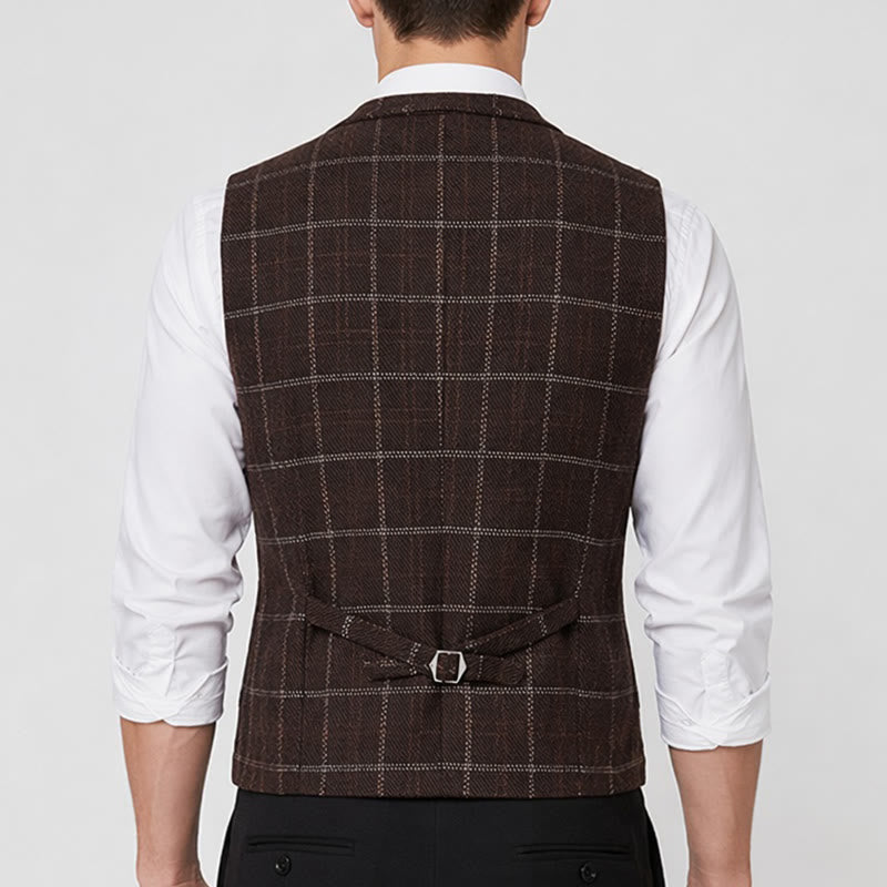 Men's Notch Lapel Plaid Party Daily Suit Vest - image 3