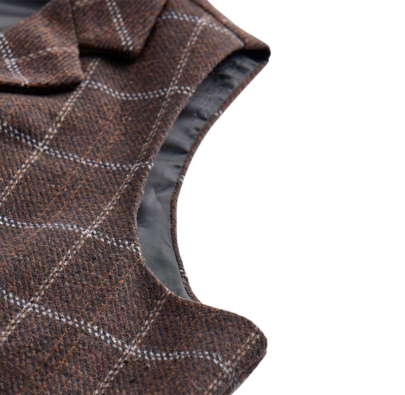 Men's Notch Lapel Plaid Party Daily Suit Vest - image 9