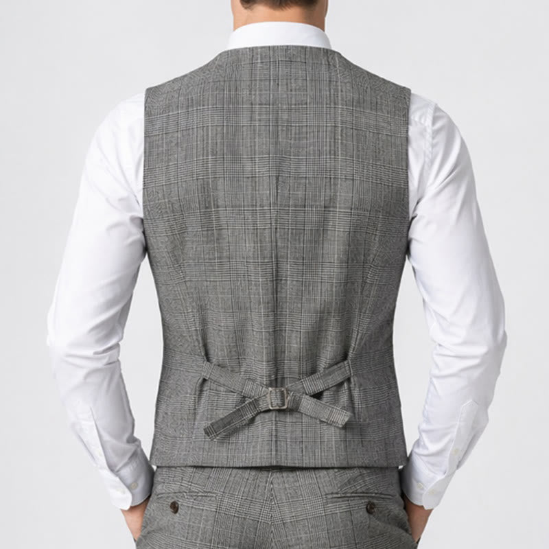 Men's Business Plaid Double Breasted Corduroy Suit Vest - image 3
