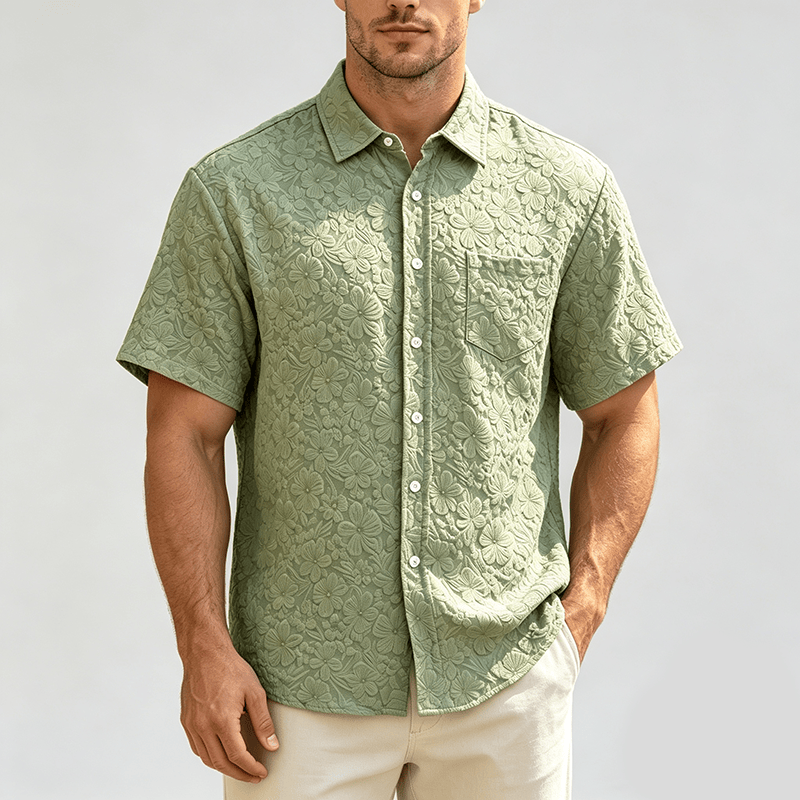 Men's Floral Holiday Summer Daily Casual Textured Cotton Shirts - image 1