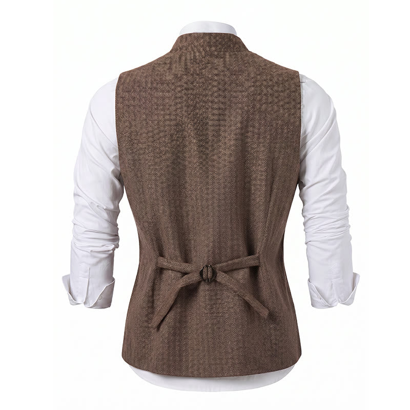 Men's Vintage Tweed Suit Vest With Royal Chain Brooch - image 14