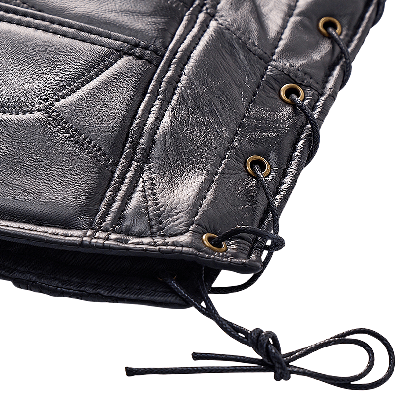 Men's Punk Biker Side Drawstring Motorcycle Leather Vest - image 8