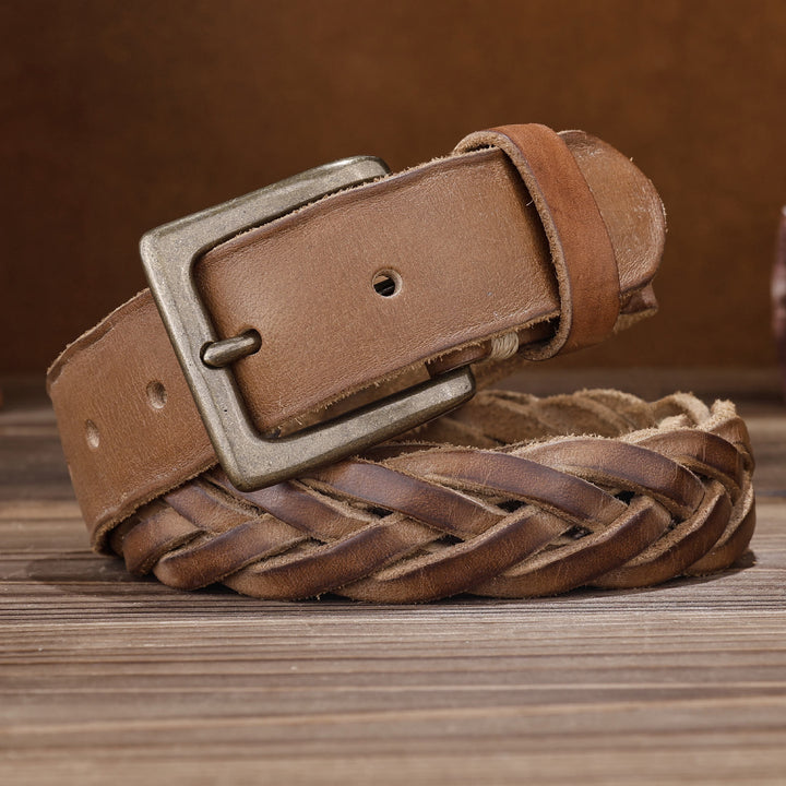 Braided Handwoven Without Hole Leather Belt - image 4