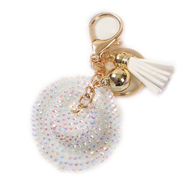 Bling Sparkly Western Rhinestone Cowboy Hat Keychain - White - image 5
