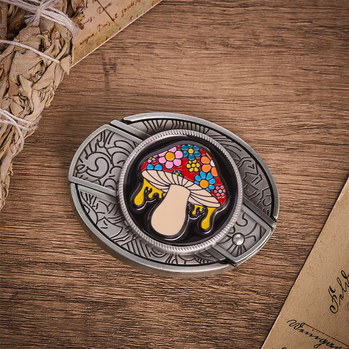 Trippy Drippy Mushroom Hidden Folding Knife Buckle Leather Belt - image 10