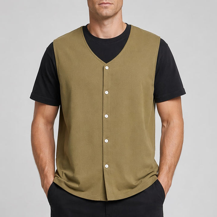 Men's Simple Solid Color Cotton Linen Summer Vest - image 1