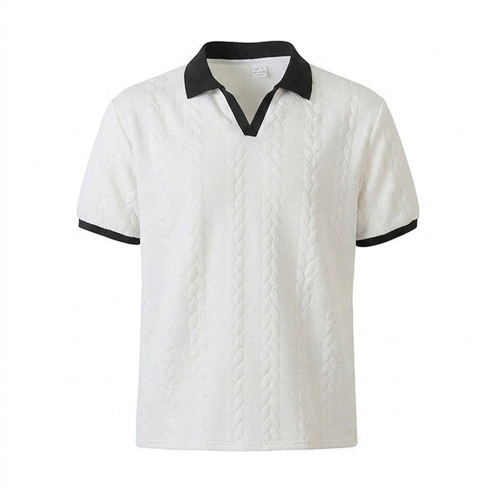 Men's Business Contrast Collar Casual Knit Polo Shirt - image 17