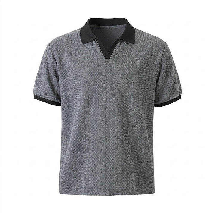 Men's Business Contrast Collar Casual Knit Polo Shirt - image 14