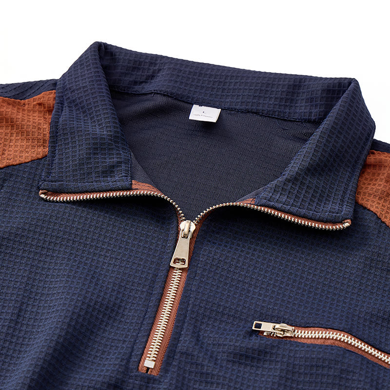 Men's Waffle Texture Zipper Detailed Polo Shirt - image 7