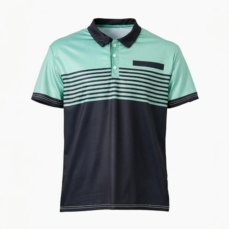 Men's Modern Black Striped Print Summer Polo Shirt - image 16