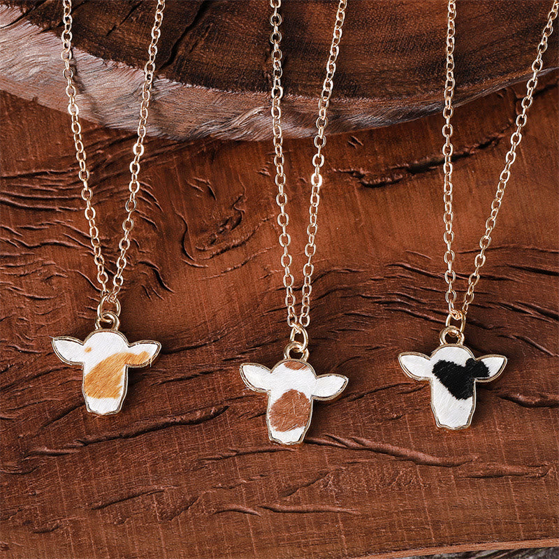 The Little Moo Genuine Cowhide Cow Head Necklace - image 1