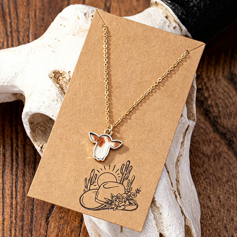 The Little Moo Genuine Cowhide Cow Head Necklace - image 0
