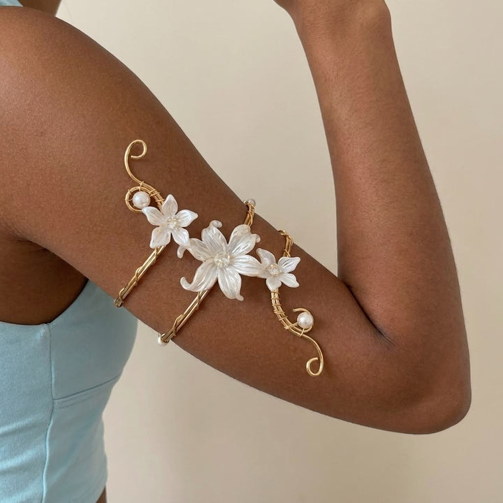 Ethereal Flower Pearl Buds Art Swirls Armlet - image 12