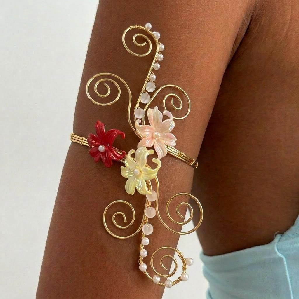Ethereal Flower Pearl Buds Art Swirls Armlet - Style #10 - image 19