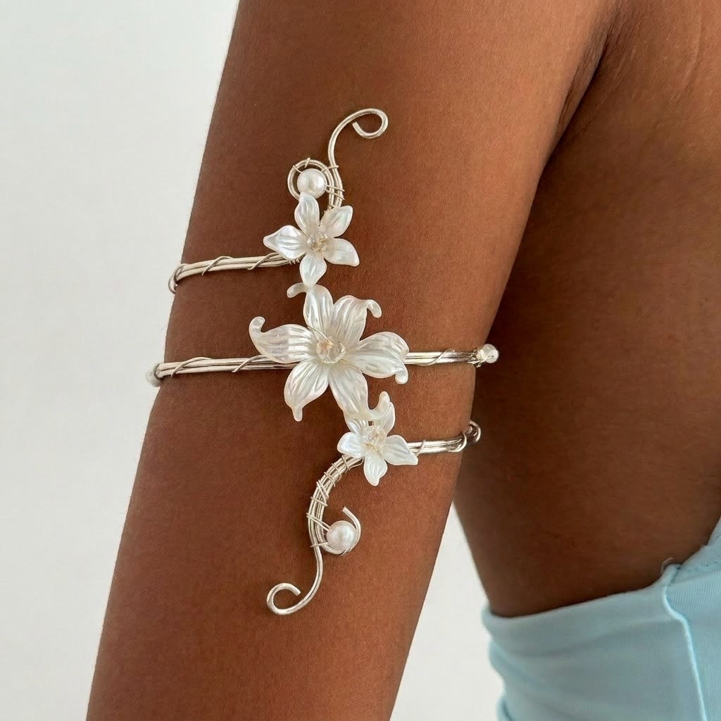 Ethereal Flower Pearl Buds Art Swirls Armlet - Style #6 - image 15
