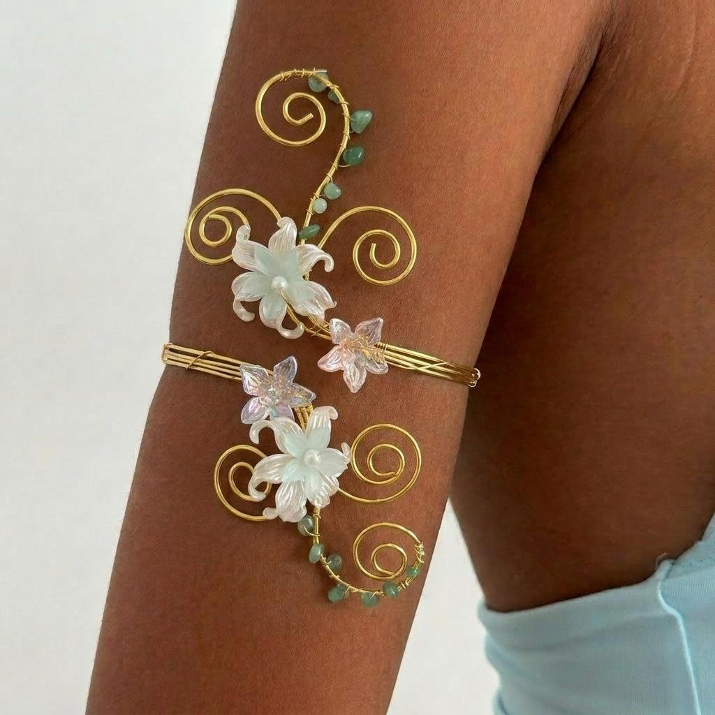 Ethereal Flower Pearl Buds Art Swirls Armlet - Style #9 - image 18