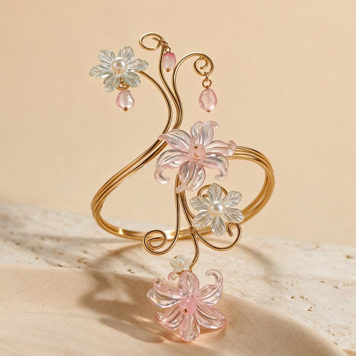 Ethereal Flower Pearl Buds Art Swirls Armlet - image 1