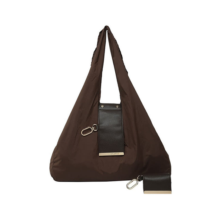 Foldable Nylon Shoulder Tote Bag Keychain With Leather Accent - image 1