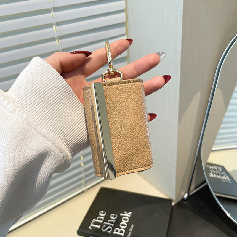 Foldable Nylon Shoulder Tote Bag Keychain With Leather Accent - image 13
