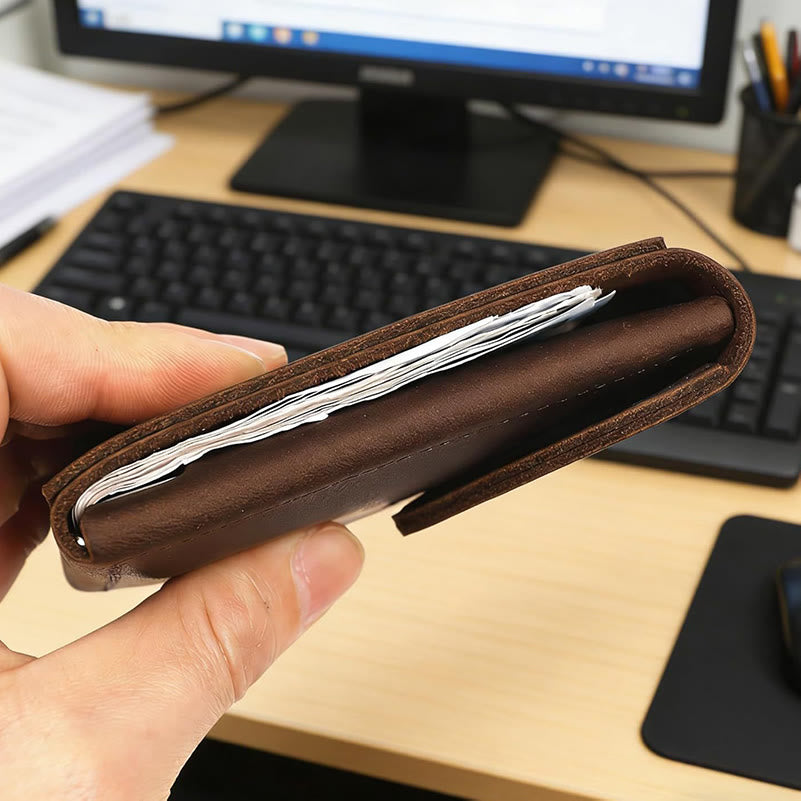 Crazy Horse Leather Magnetic Front Pocket Envelope Wallet - image 3