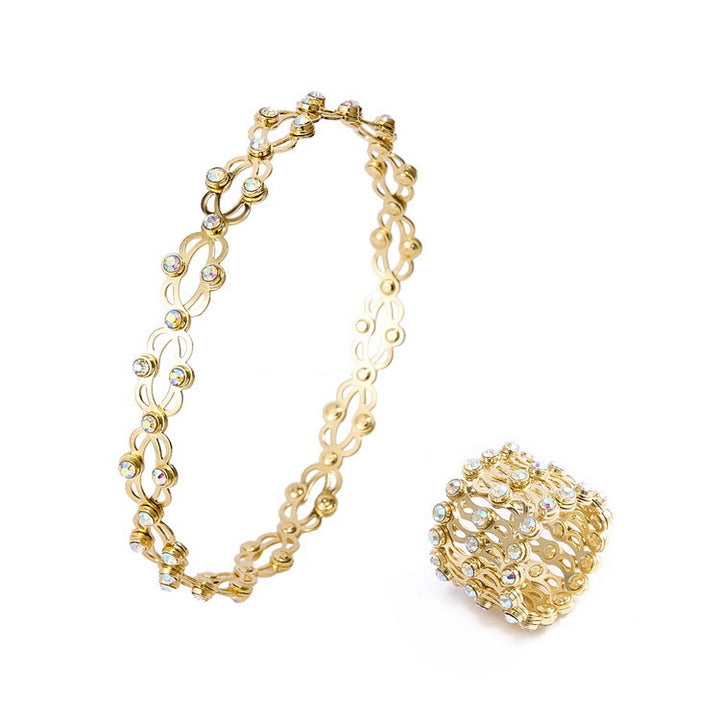 Magic Convertible Rhinestone Folding Bracelet Ring - Gold - image 9