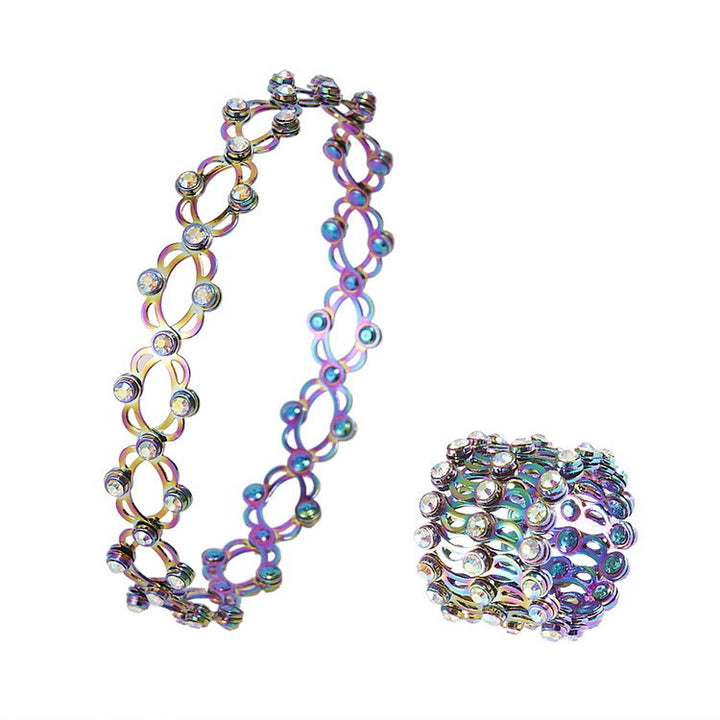 Magic Convertible Rhinestone Folding Bracelet Ring - Multi-Color - image 6