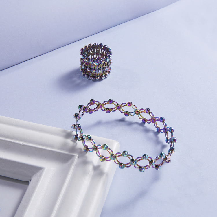 Magic Convertible Rhinestone Folding Bracelet Ring - image 8