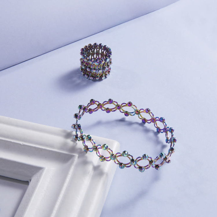 Magic Convertible Rhinestone Folding Bracelet Ring - image 8