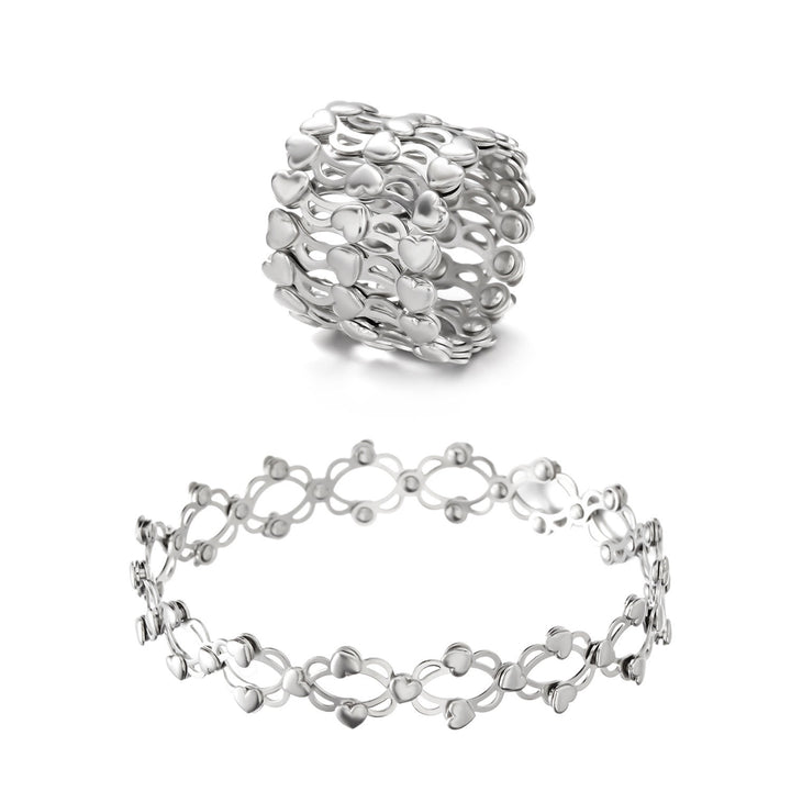 Magic Convertible Rhinestone Folding Bracelet Ring - Silver Heart - image 11