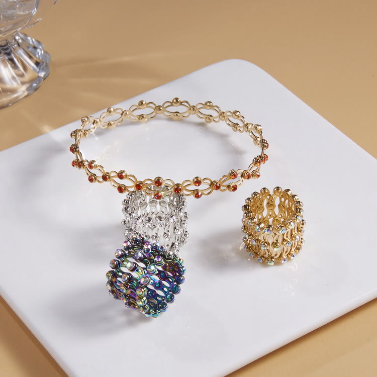 Magic Convertible Rhinestone Folding Bracelet Ring - image 2