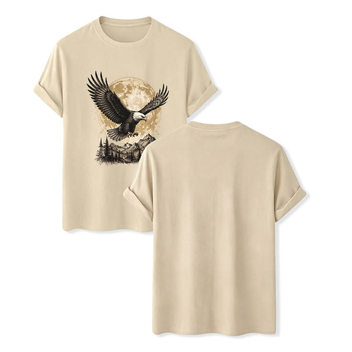 Vintage Bald Eagle Full Moon Mountain Graphic Western T-shirt - Beige - 2XL - image 6
